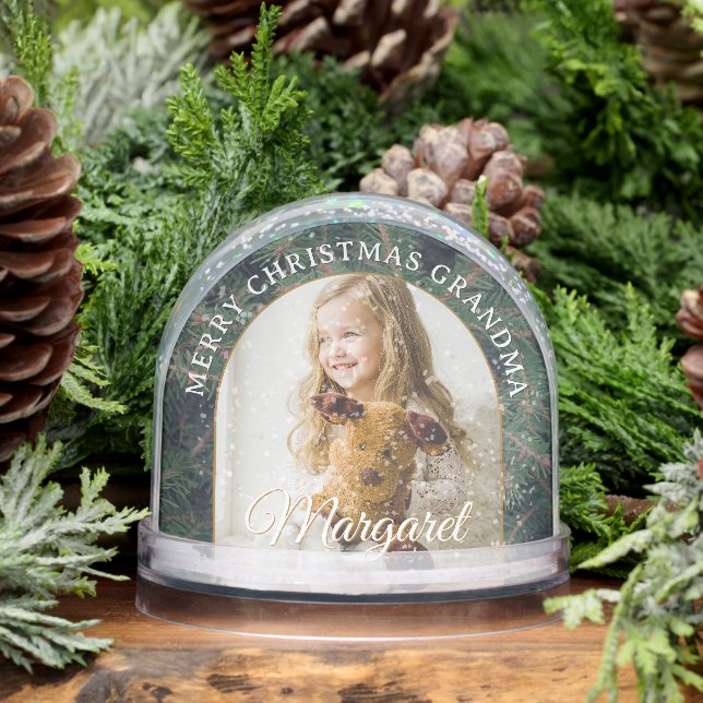 Elegant Pine Border Photo Snow Globe Schneekugeln (Winter)