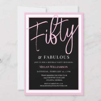 Elegant Pink 50 und fabelhaft Geburtstag Einladung