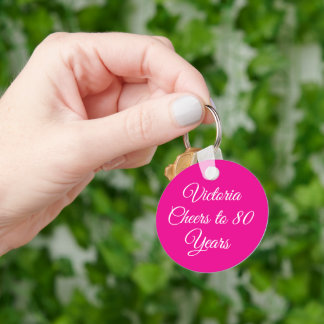 Elegant Pink 80th Birthday Keychain Schlüsselanhänger