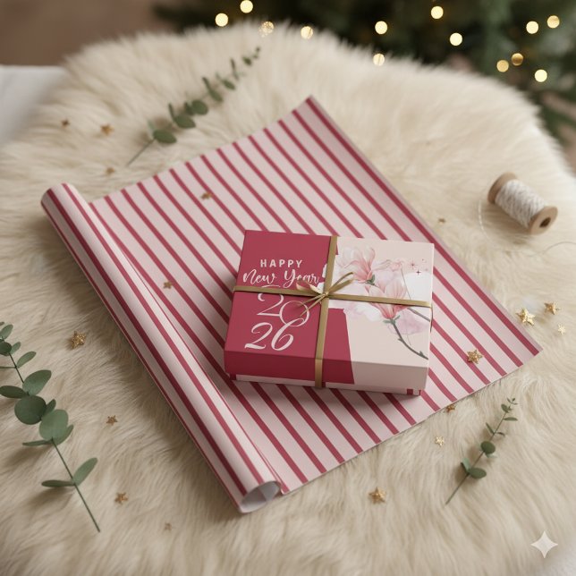 Elegant Pink and Maroon Diagonal Stripes Modern  Geschenkpapier (Von Creator hochgeladen)