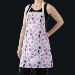 Elegant Pink and Purple Flower Pattern Schürze<br><div class="desc">Watercolor pattern of pink and purple flowers with green leaves on a white background. The floral design is delicate and charming,  creating a soft,  artistic feel.</div>