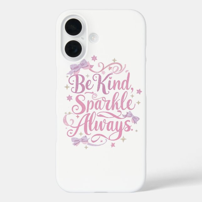 Elegant Pink and Purple Sparkle Script iPhone 16 Hülle (Rückseite)