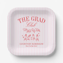 Elegant Pink and Red Grad Club Graduation Pappteller