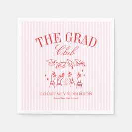 Elegant Pink and Red Grad Club Graduation Serviette