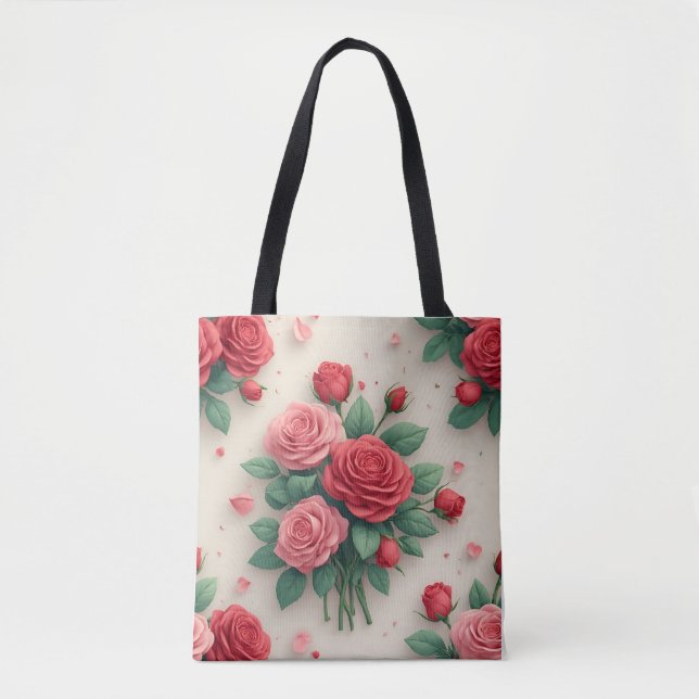 Elegant Pink and Red Rose Bouquets Tasche (Vorderseite)