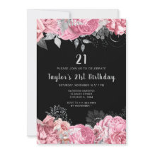 Elegant Pink and Silver Flowers Birthday Party