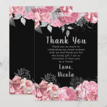 Elegant Pink and Silver Flowers Sweet Sixteen