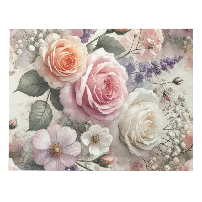 Elegant Pink and White Roses Notepad Notizblock (Vorderseite)