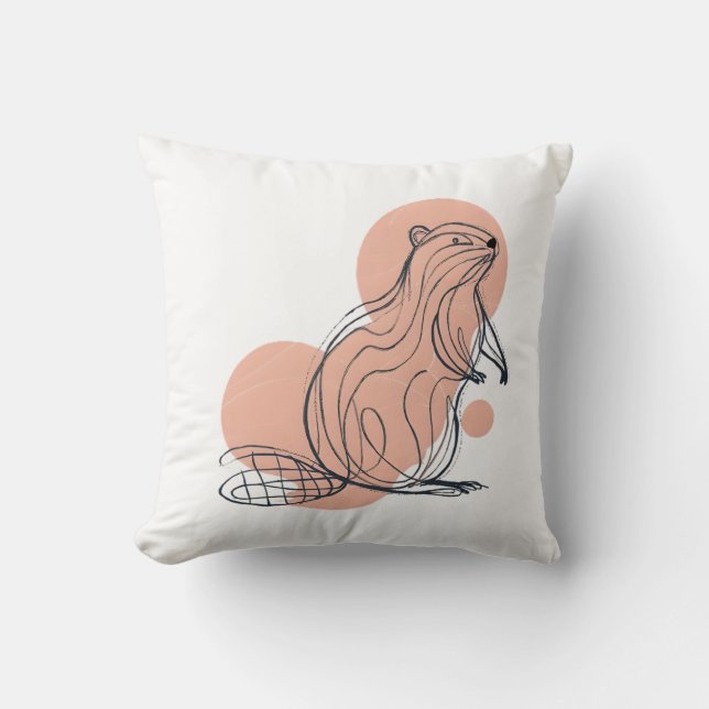 Elegant Pink Beaver for Kids | Premium Minimalist  Kissen (Vorderseite)