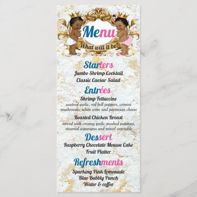 Elegant Pink|Blue African Gender Revevela Menu Pho (Devant)