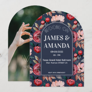 Elegant Pink & Blue Floral theme Einladung