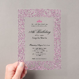 Elegant Pink Border 18th Birthday Debut Acryleinladungen