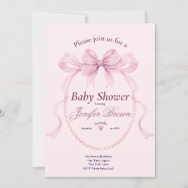 Elegant Pink Bow Baby Shower Invitation for Girl Einladung