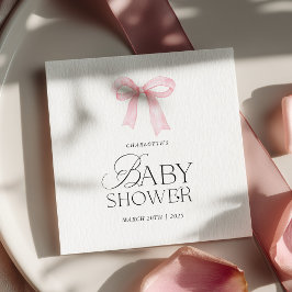 Elegant Pink Bow Baby Shower  Serviette