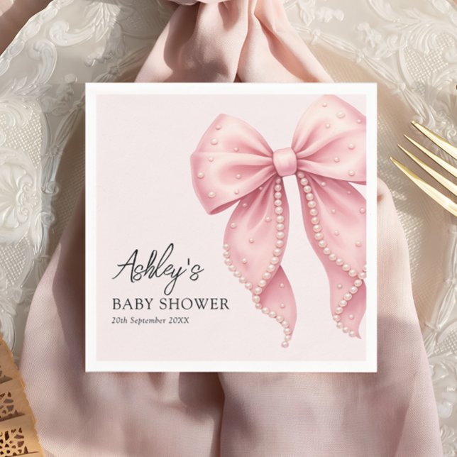 Elegant Pink Bow Baby Shower Serviette (Von Creator hochgeladen)