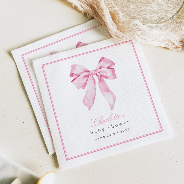 Elegant Pink Bow Baby Shower  Serviette (Von Creator hochgeladen)