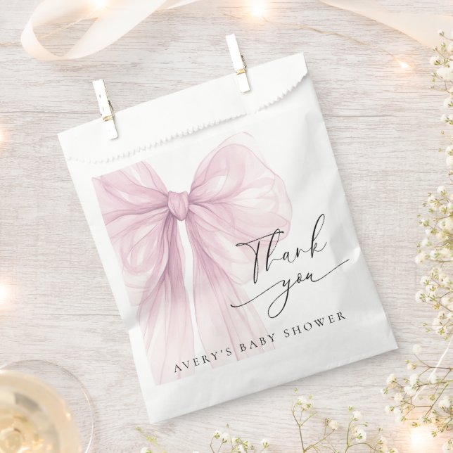 Elegant Pink Bow Baby Shower Thank You Geschenktütchen (Ausgeschnitten)