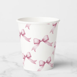 Elegant Pink Bow Birthday Pappbecher