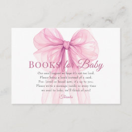 Elegant Pink Bow Books for Baby Request Card Begleitkarte