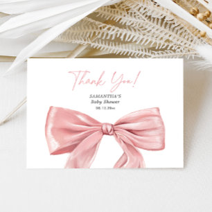 Elegant Pink Bow Coquette Babydusche Dankeskarte