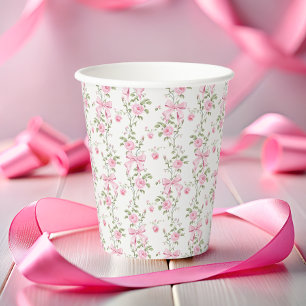 Elegant Pink Bow Coquette Geburtstag Pappbecher