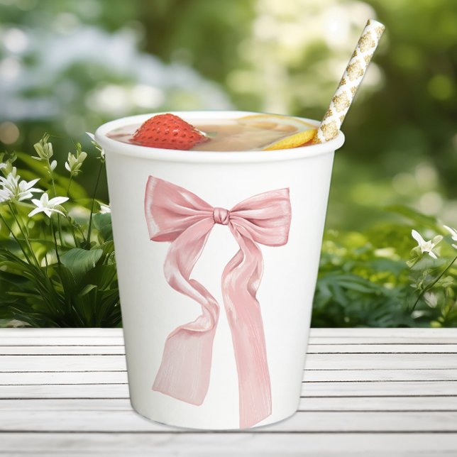 Elegant Pink Bow Coquette Pappbecher (Von Creator hochgeladen)