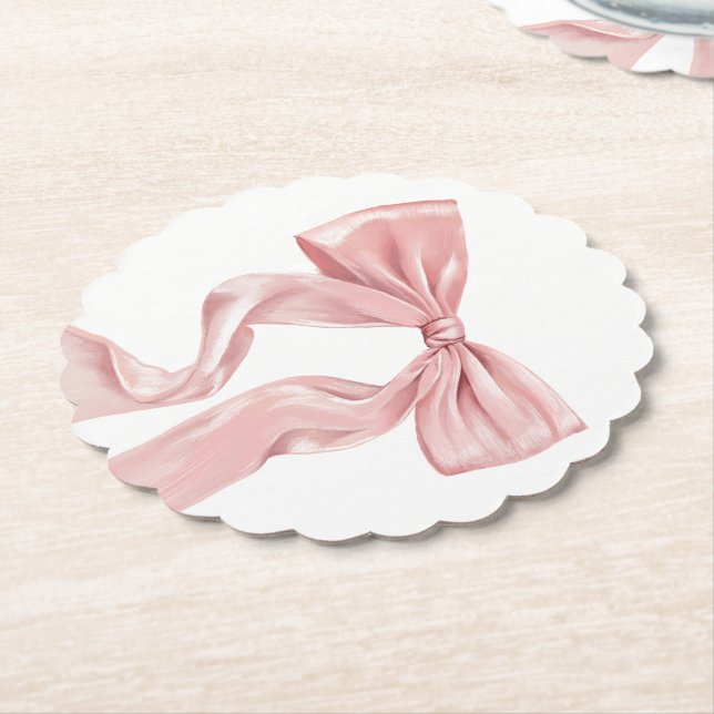 Elegant Pink Bow Coquette Untersetzer (angewinkelt)