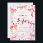 Elegant Pink Bow Geburtstagsparty Einladung<br><div class="desc">Elegante Girl Coquette Bow Geburtstagseinladung.</div>