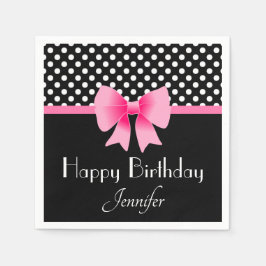 Elegant Pink Bow glücklich Geburtstag Serviette