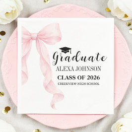 Elegant Pink Bow Graduation Cap Graduate Serviette