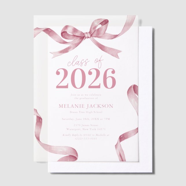 Elegant Pink Bow Graduation Party (Versetzt)