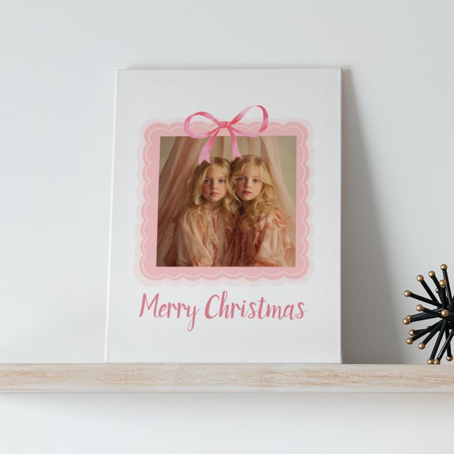 Elegant Pink Bow Merry Christmas Custom Canvas Leinwanddruck (Von Creator hochgeladen)