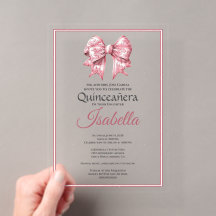 Elegant Pink Bow Quinceanera 15th Birthday