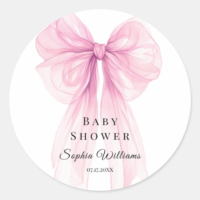 Elegant Pink Bow Stickers Watercolor (Devant)