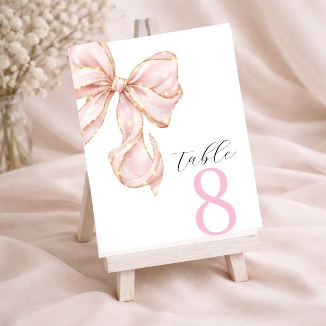 Elegant Pink Bow Table Numbers  Tischnummer (Von Creator hochgeladen)