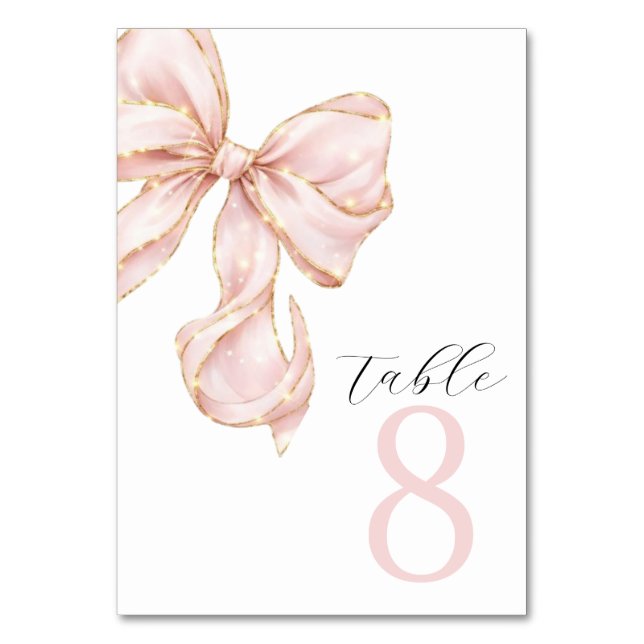 Elegant Pink Bow Table Numbers  Tischnummer (Rückseite)