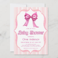 Elégant Pink Bow tendance Invitation Baby shower
