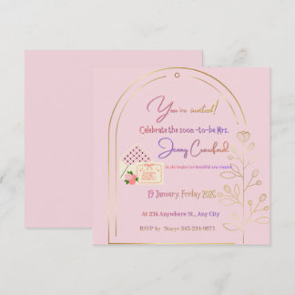 Elegant Pink Bridal Shower Invitation | Modern Arc