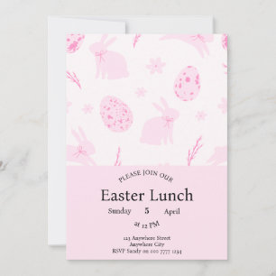 Elegant Pink Bunny and Egg Ostereinladung Einladung