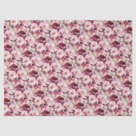 Elegant Pink Burgundy Floral Seidenpapier