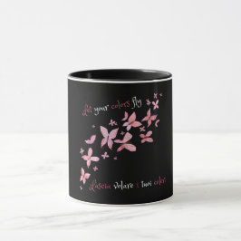 Elegant Pink Butterfets Bilingual Tasse