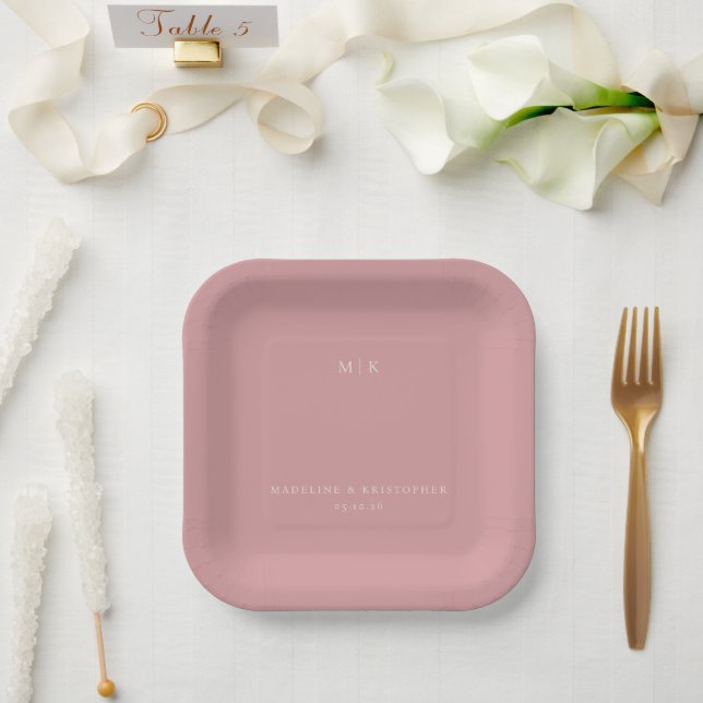 Elegant Pink Calligraphy Pappteller (Hochzeit)