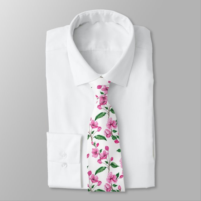 Elegant Pink Cherry Blossom | Necktie Krawatte (Gebunden)