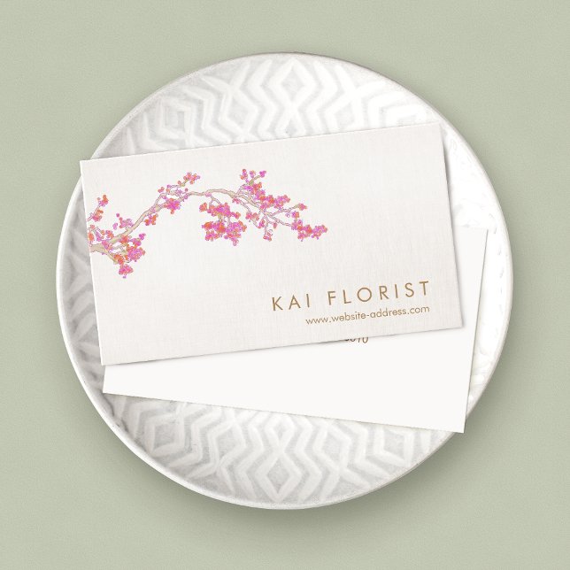 Elegant Pink Cherry Blossoms Floral Flower Visitenkarte (Von Creator hochgeladen)