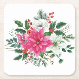 Elegant Pink Christmas Poinsettia Rechteckiger Pappuntersetzer