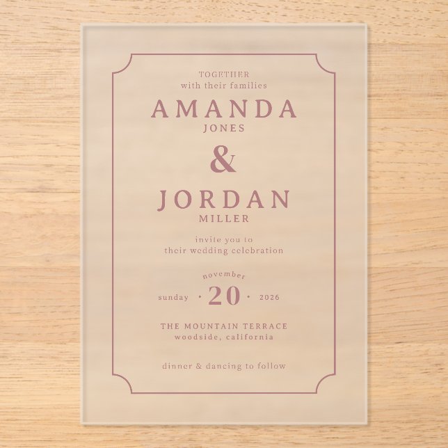 Elegant Pink Classic Wedding Invitation (Recto)