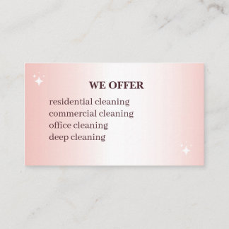 Elegant Pink Cleaning Service Business Card Visitenkarte