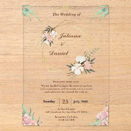 Elegant pink Clear Acrylic Hochzeitseinladungen Acryleinladungen