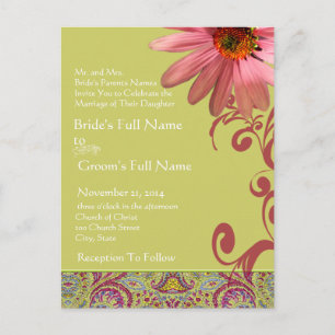 Elegant Pink ConeFlower Paisley Einladung zur Hoch