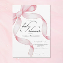 Elegant Pink Coquette Bow Girl Baby Shower